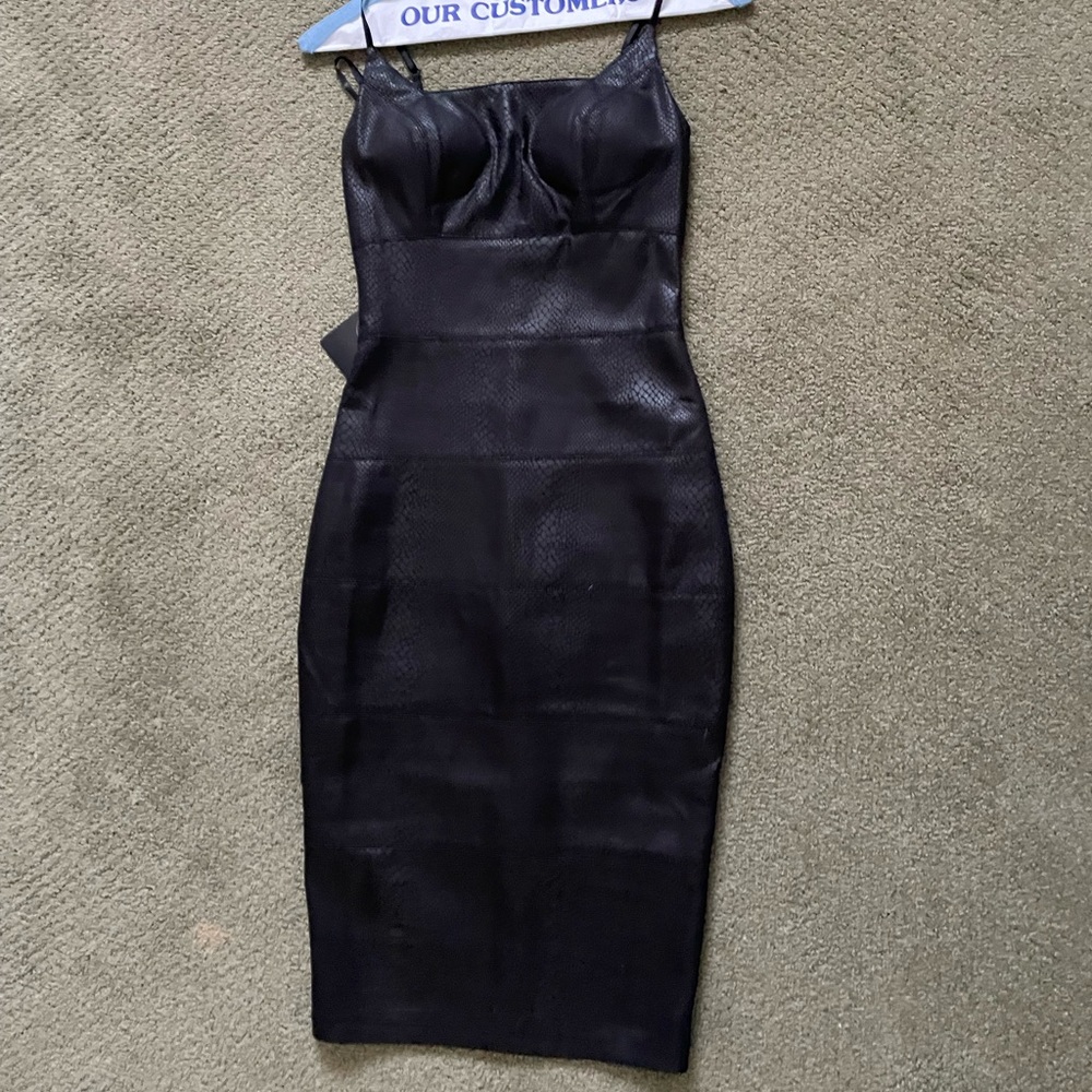 Faux leather Bebe bodycon midi dress